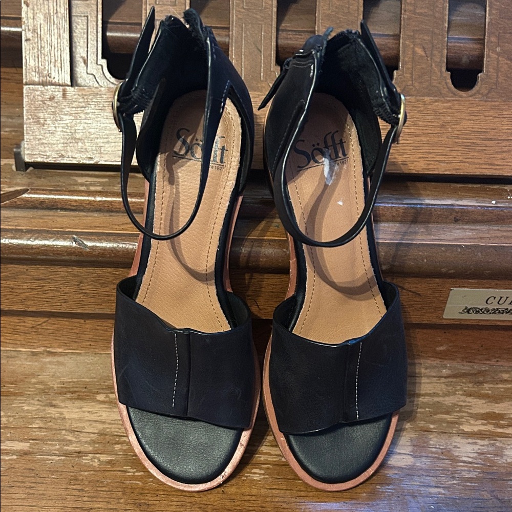 Sofft Black Open-Toe Ankle-Strap Heels